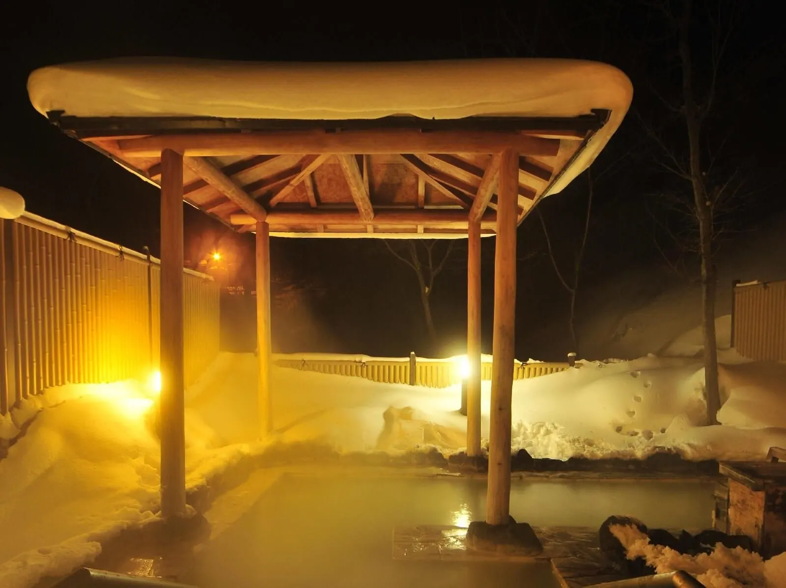 Okunikko Yumoto Onsen Yumoto Itaya: The open-air bath at night
