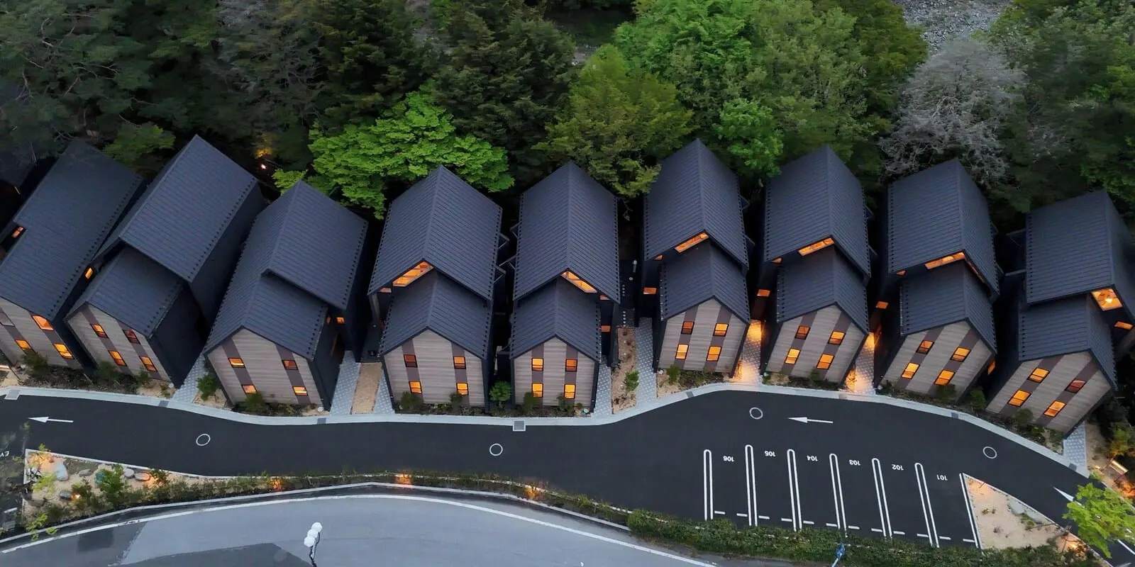 Rakuten STAY VILLA Kinugawa Riverside: The villas from above