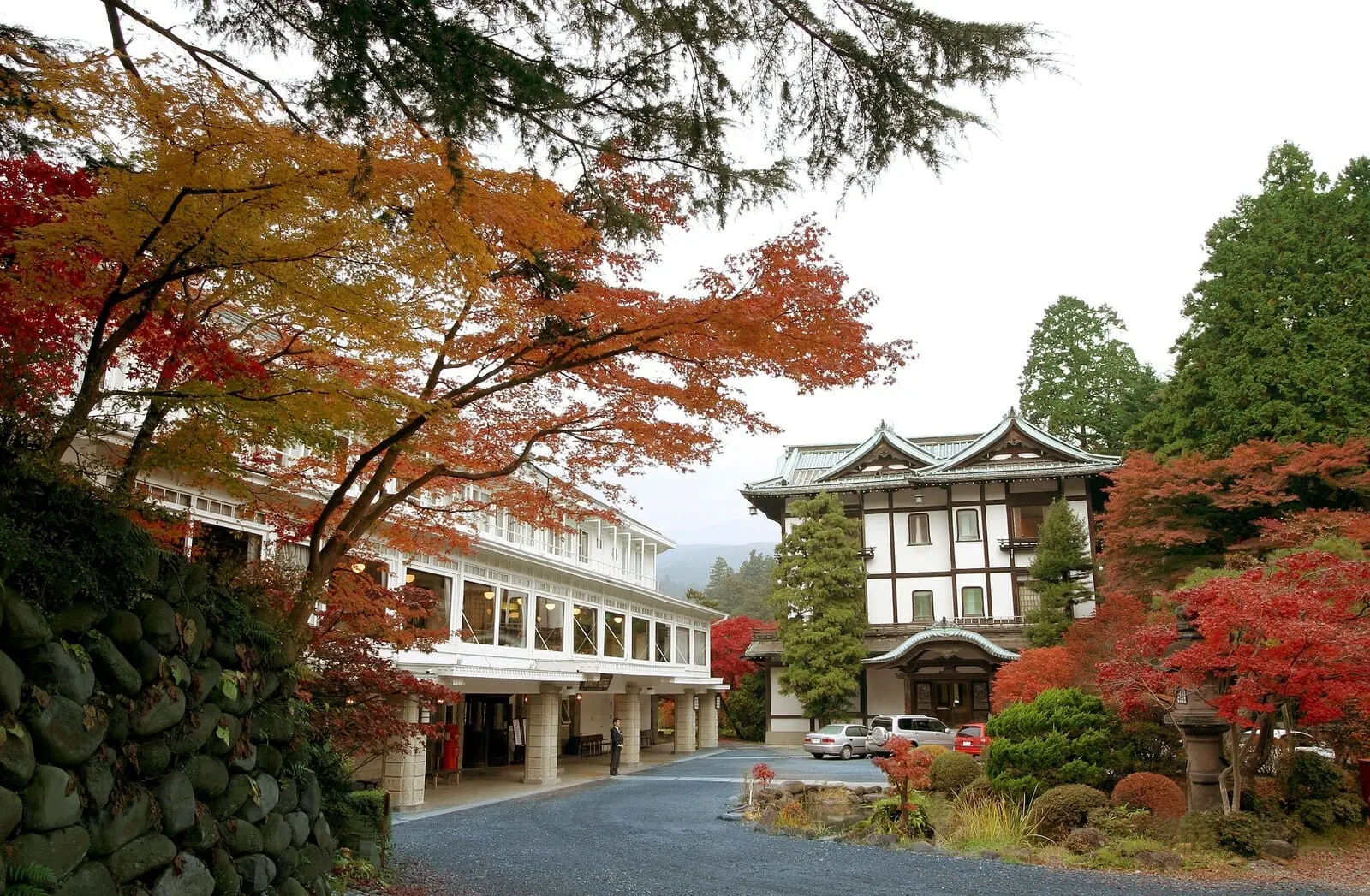 Nikko Kanaya Hotel: The Main Building among autumn maples