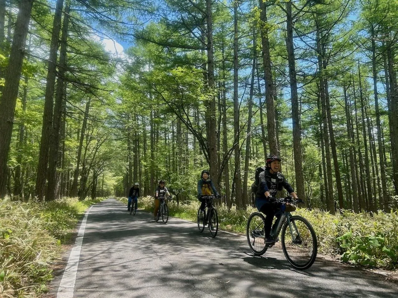 Riding a forest road in Oku-Nikko