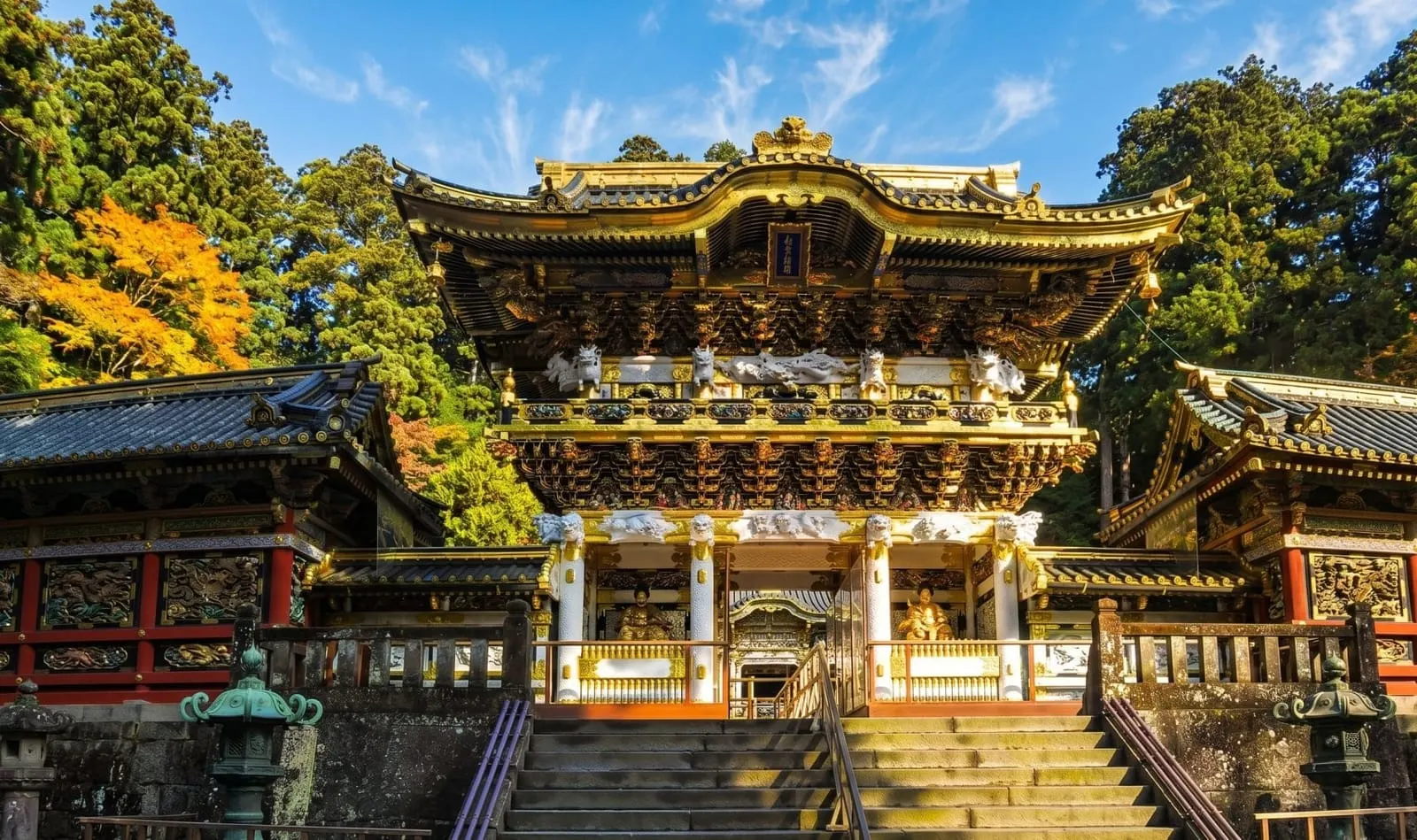 Yomeimon gate at Toshogu Shrine in autumn sun