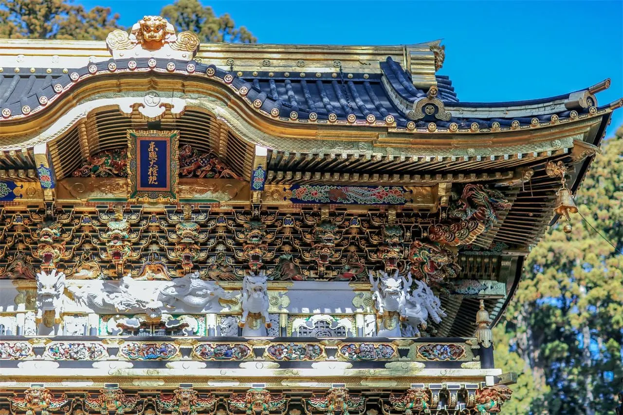 A carved and gilded gate at Toshogu
