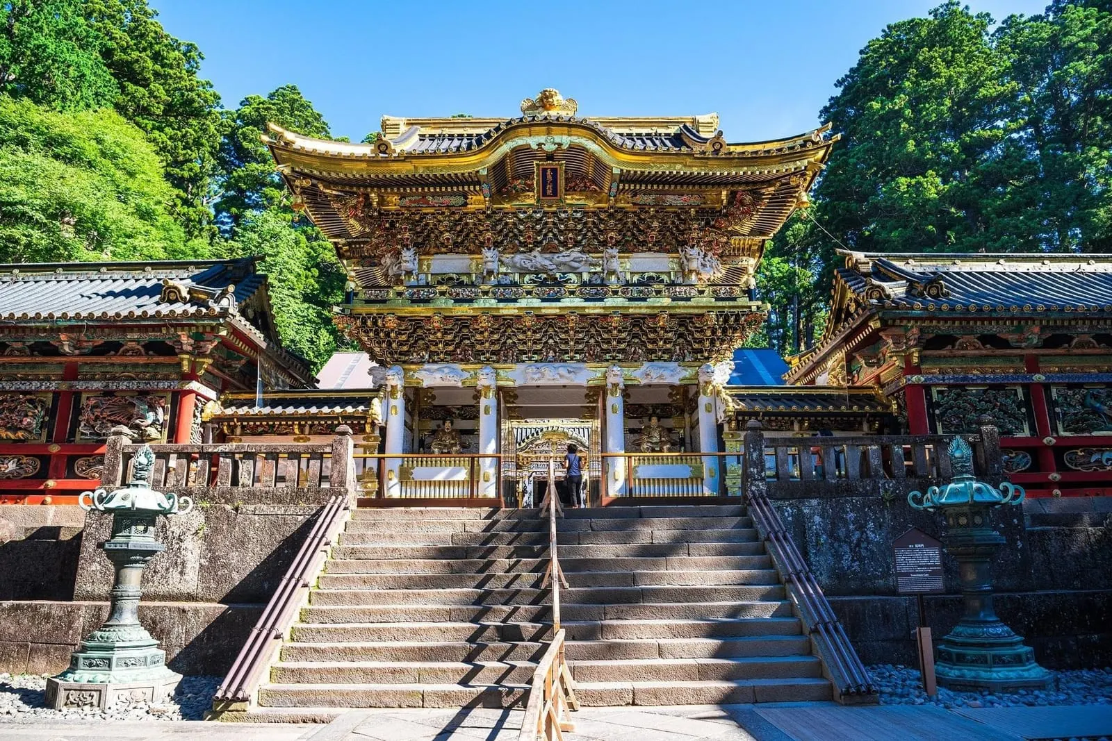 Steps up to the Yomeimon gate at Toshogu Shrine