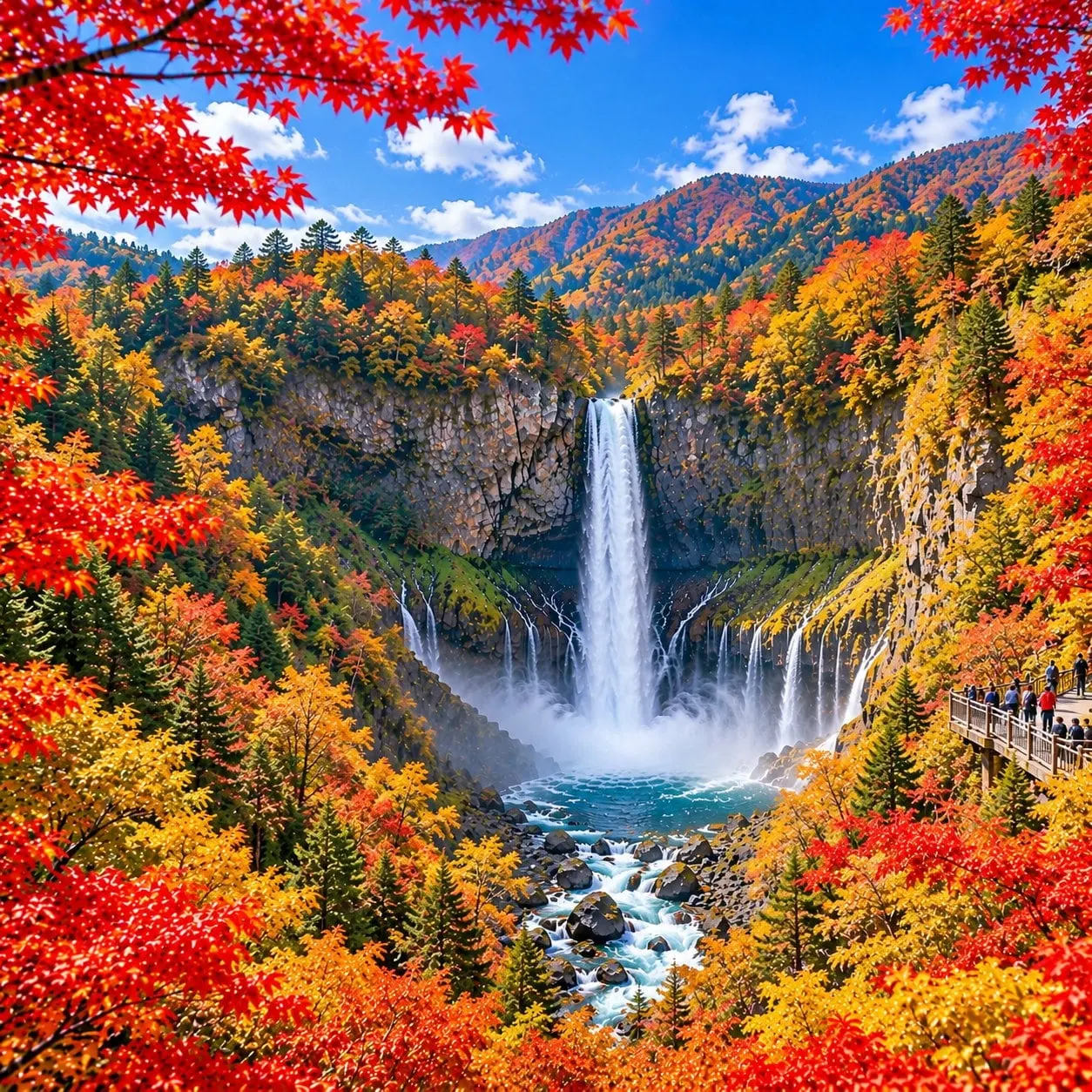Kegon Falls in autumn colour