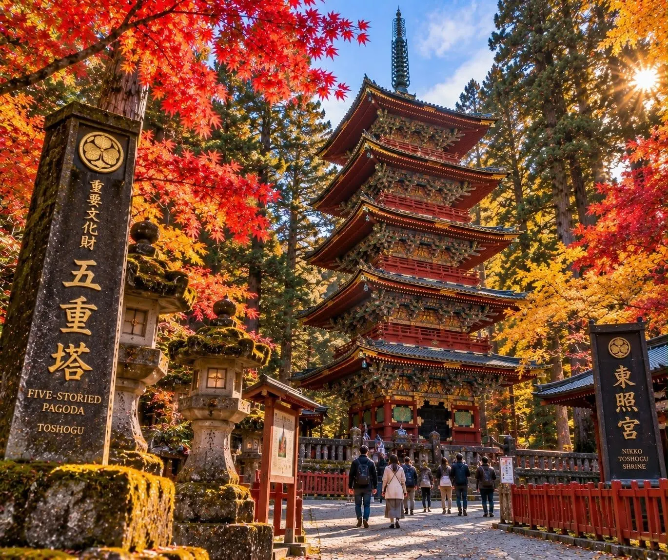 The five-storey pagoda at the entrance to Toshogu