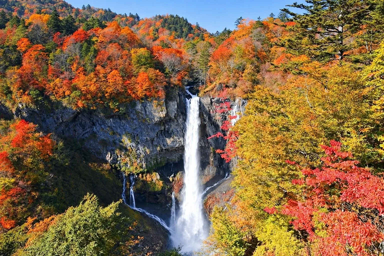 Kegon Falls in autumn colour